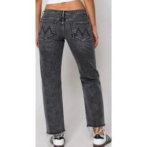 MOTHER Jeans Women 26 Gray Wash Low Rise Straight Leg Raw Hem Cropped Stretch